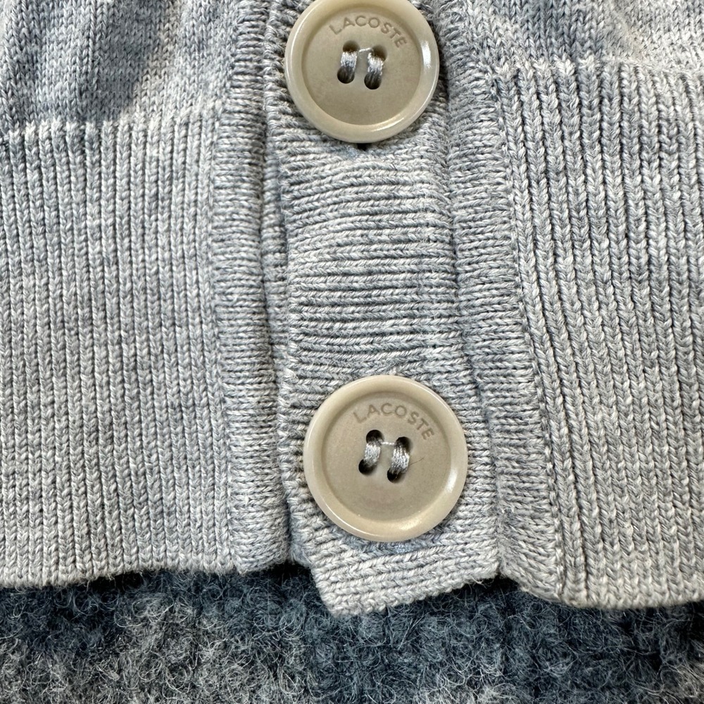 Lacoste Cardigan Sweater Mens XL Gray Classic Preppy V-Neck Button Up - Picture 2 of 13
